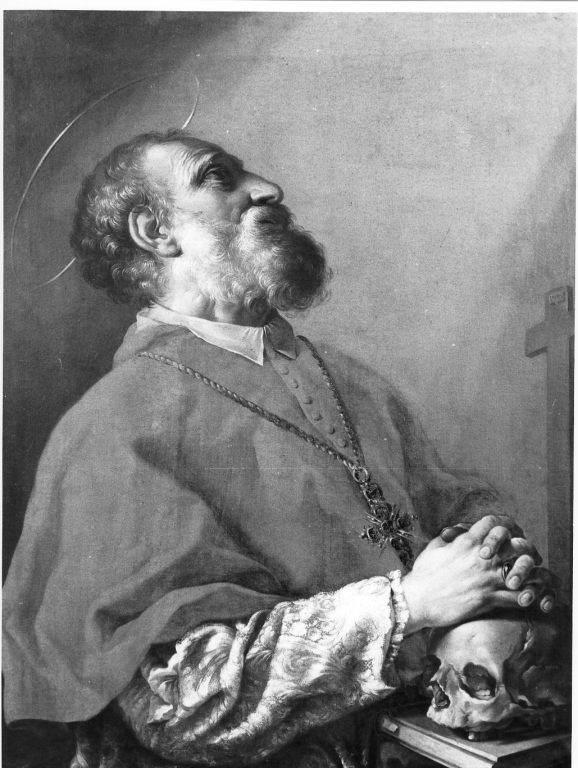 Santo in preghiera dipinto 1740 1760